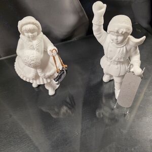 Department 56 Winter Silhouette Shiny Skates & A Brand New Sled